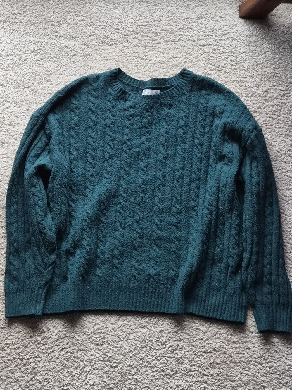 Green Hollister Cable Knit Sweater